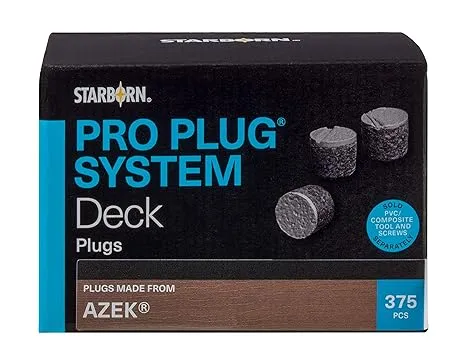 Pro Plug PVC Plugs for Azek Weathered Teak Decking, 375 Plugs for 100 sq ft