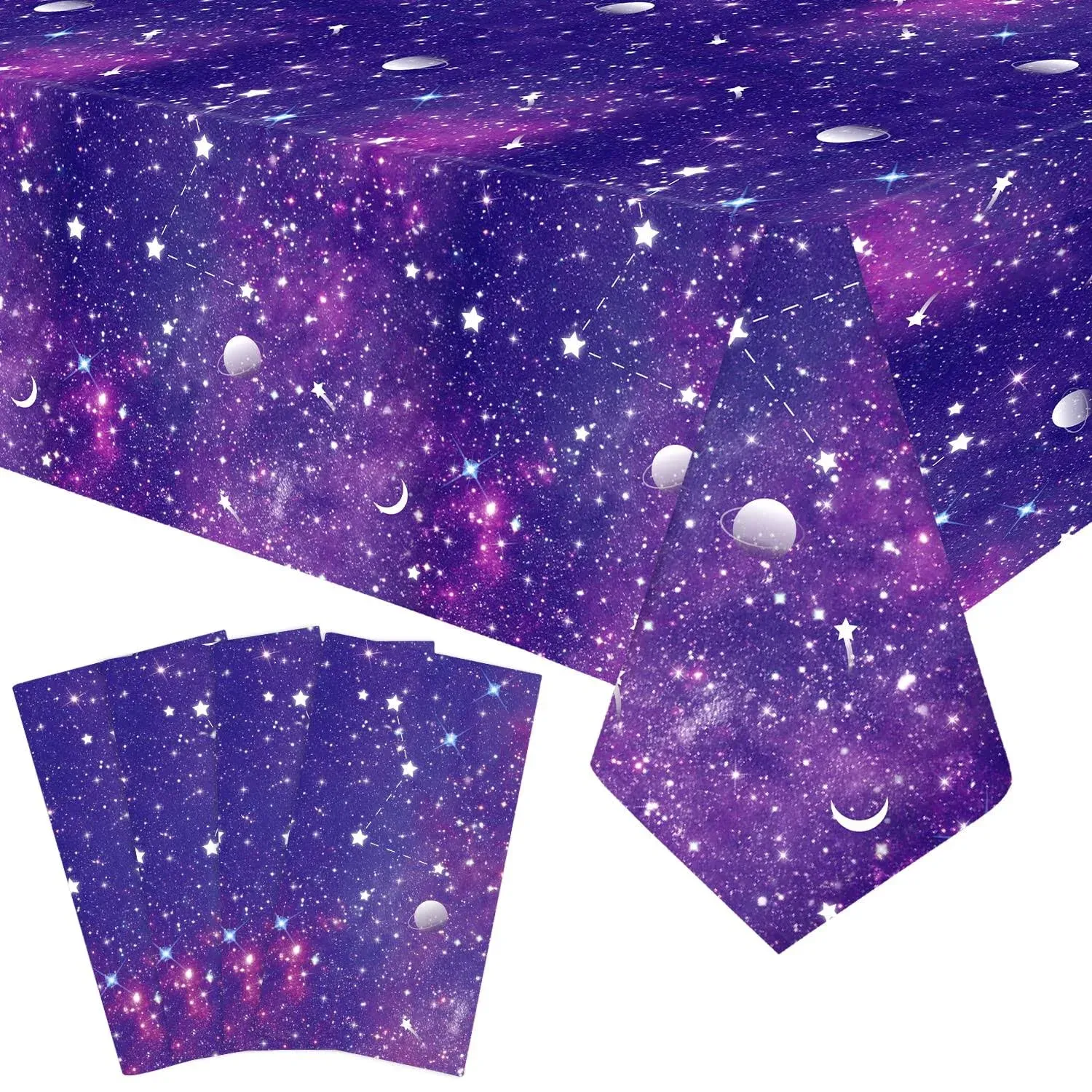 Ywediim 4 Pack Space SE33&nbsp;Galaxy Party Tablecovers, Printed Plastic Stars Tablecloths,Space Stars Theme Party Decorations for Birthday Home Party Favors 86 x 51 inches (220 x 130cm) (4 Pcs)