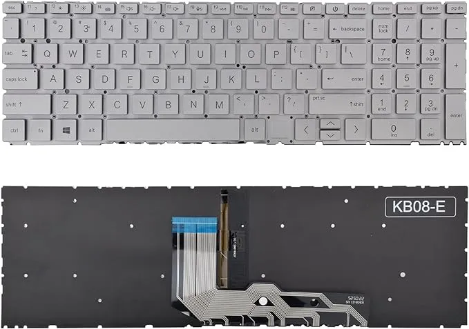 TLBTEK Silver Keyboard Replacement with Backlight Compatible with HP Envy X360 15-ED 15-EE 15T-ED 15M-EE 15M-EE0013DX 15M-EE0023DX 15M-ED 15M-ED0023DX 15Z-EE,Envy 17-CH 17m-CH 17-CG Series Laptop