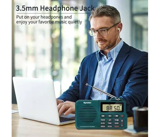 Rysamton Portable AM/FM Radio, Digital Radio Recorder, Bluetooth 5.0 Radio ...