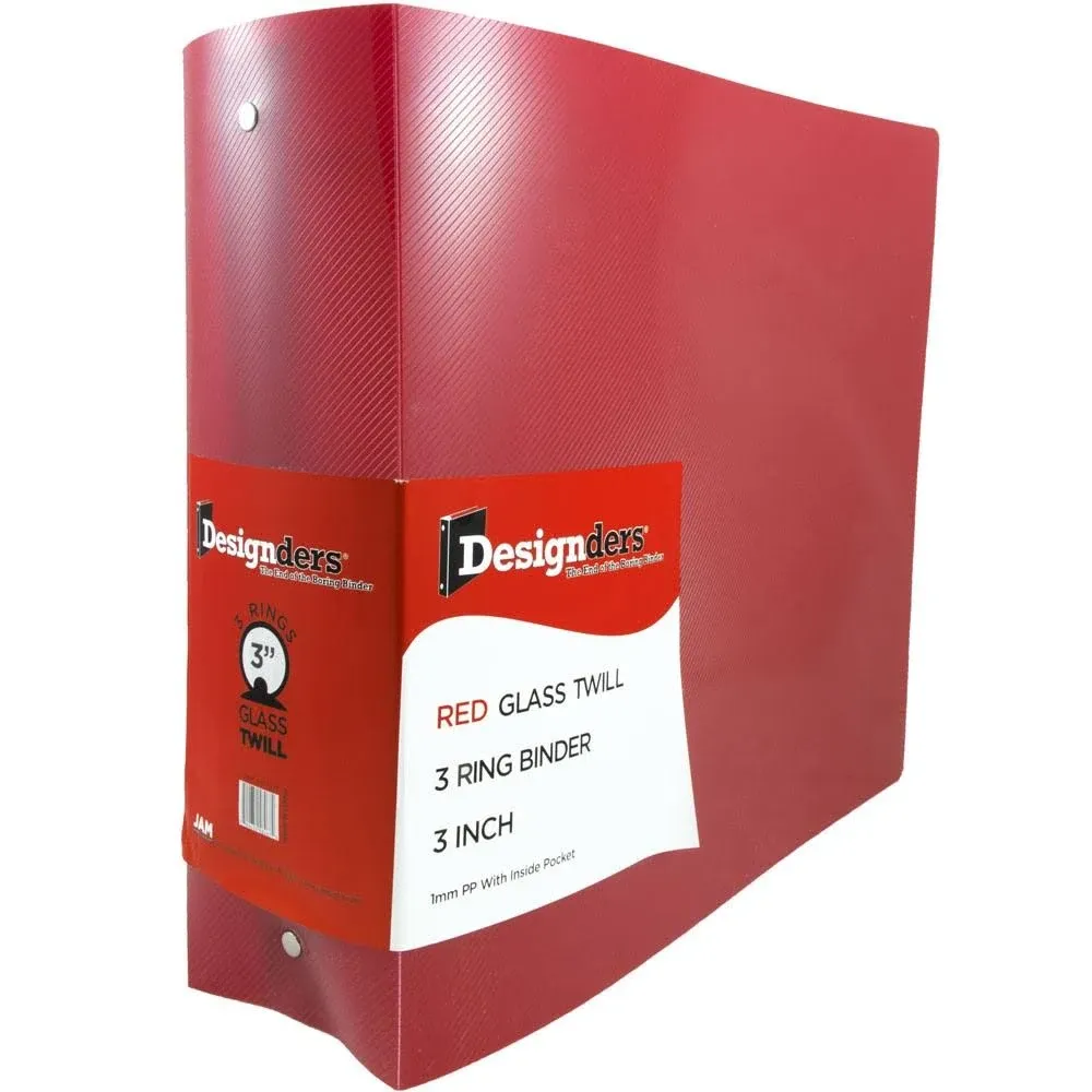 JAM Paper Red 3-inch 3-Ring Binder - Holds 570 Sheets - Durable and Stylish - Easy to Clean - Sold Individually