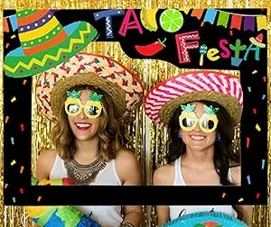 LaVenty Mexican Selfie Frame Props Mexican Photo Booth Props Fiesta Photo Booth Props Cinco De Mayo Selfie Frame Fiesta Decorations Mexican Party Decor