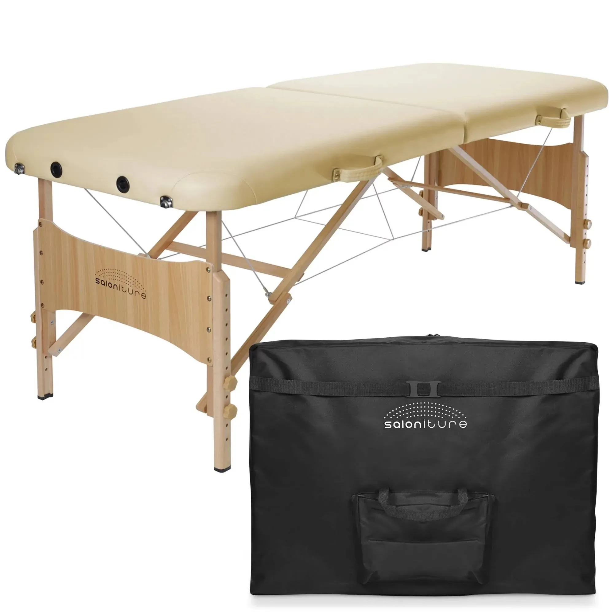 Saloniture Basic Portable Folding Massage Table - Black