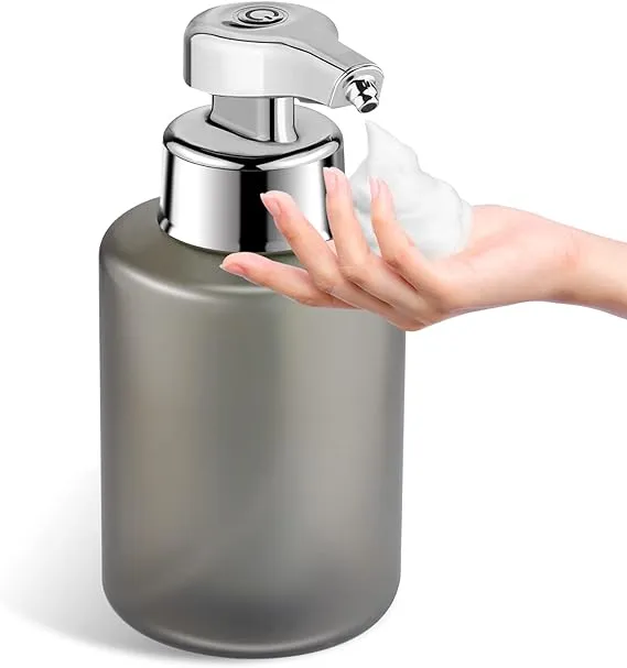 Automatic Foaming Soap Dispenser Touchless Auto Foam Hand Soap Dispenser Hands Free Electric Refillable Soap Dispenser for Bathroom Kitchen Grey