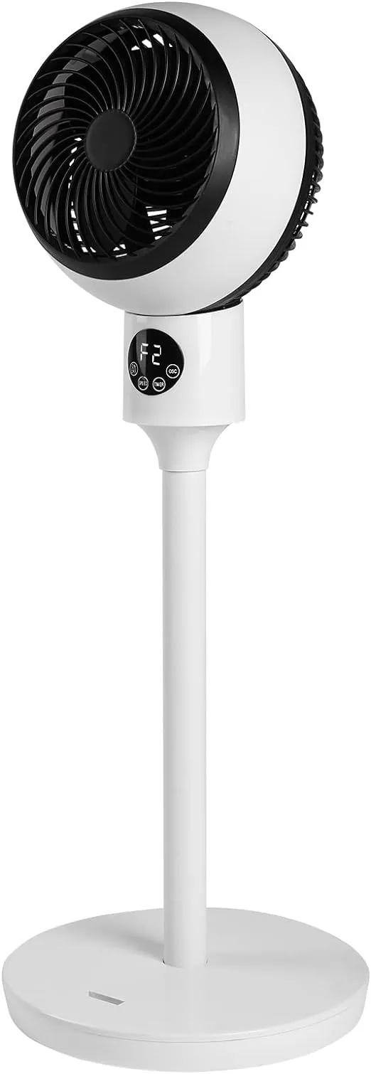 Simple Deluxe Circulating Stand Fan for Home Bedroom with Remote,Standing Fans Ocillation 70°,Pedestal Fan 3 Speeds,3 Modes,15Hour Timing,LED Display,for Indoor,Bedroom and Home Office,7 Inch,White