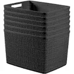 Curver Jute Large Decorative Plastic Organization and Storage Baskets Pack of 4