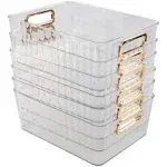 Idomy Idotry 6-Pack Clear Pantry Storage Bins, Plastic Organizer Bins