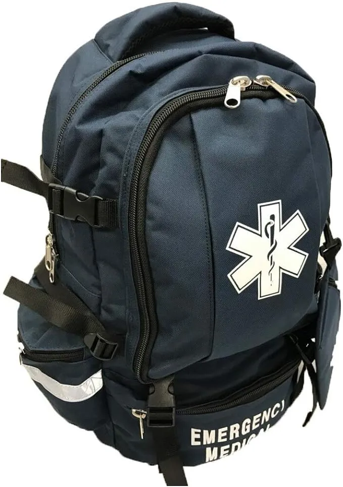 LINE2design First Responder Bag Trauma Empty Backpack, EMT Emergency Kits Storage First Responder Medical Bag - Deluxe First Aid Tactical Carry Trauma Backpack - Navy Blue