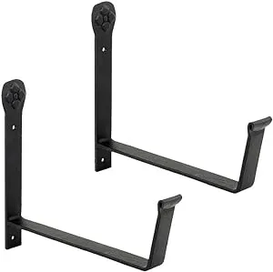 Achla Designs SFB-02 Wall-Mount, 8 inch Flower Window Box Planter Brackets, 8-inch, Black