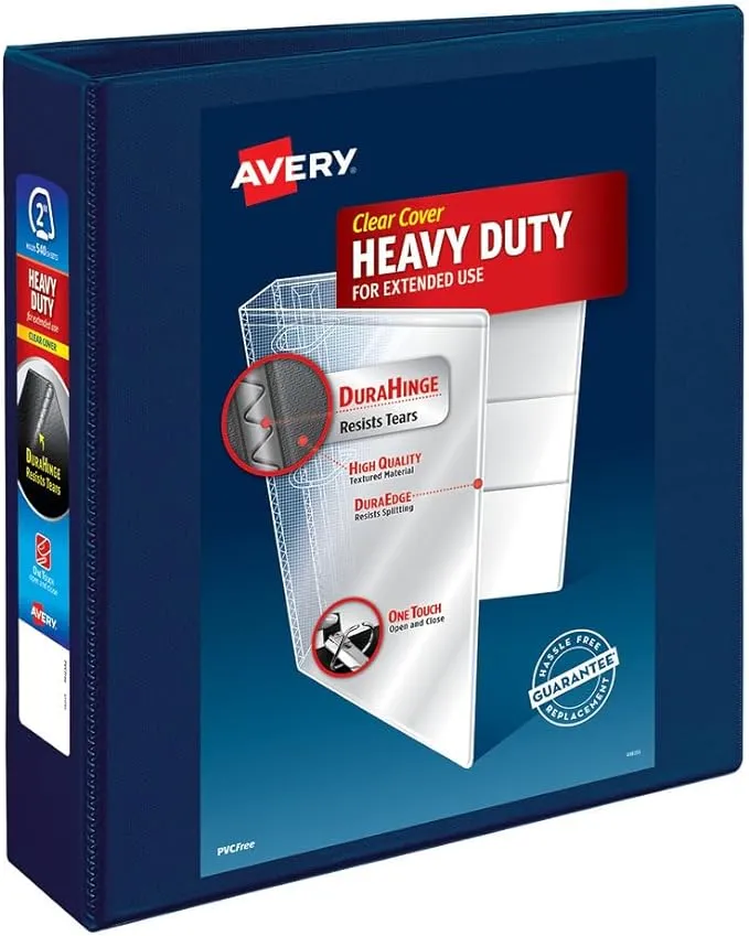 Avery Heavy Duty View 3 Ring Binder, 2" One Touch EZD Ring, 6 Navy Blue Binders (79802)