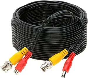 75FT Black Premade BNC Video Power Cable Extension Wire for CCTV, Security Camera, DVR, Surveillance System, All in One Plug & Play Cord