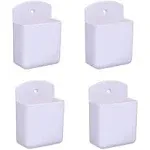 MShengM Pack of 4 White Remote Holders Remote Control Holder Wall Mount Media Storage Box for Home Office Bedroom Parlor Self Adhesive Atorage Box