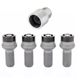 MCGARD 28318 Black Bolt Style Radius Seat Lock Bolt Set (M14 x 1.5 Thread Size)- Set of 4