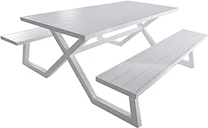 Vivere BDAT-WH Aluminum Banquet Picnic Table, White