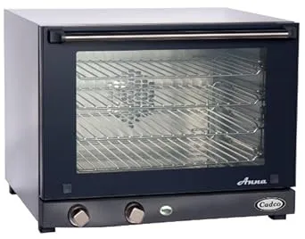 Cadco OV-023 Compact Half Size Convection Oven with Manual Controls, 208-240-Volt/2700-Watt, Stainless/Black, Small