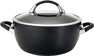 Circulon Symmetry Hard Anodized Nonstick Casserole Dish/Casserole Pan with Lid - 5.5 Quart, Black