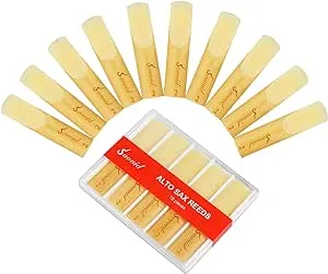 Sovvid 10 Pack Professional Alto Saxophone Reeds with Plastic Box Strength 2....