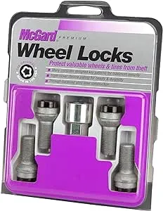 McGard Wheel Lock Bolt Set - 4pk. (Radius Seat) M14X1.5 / 17mm Hex / 26.7mm Shank Length - Black