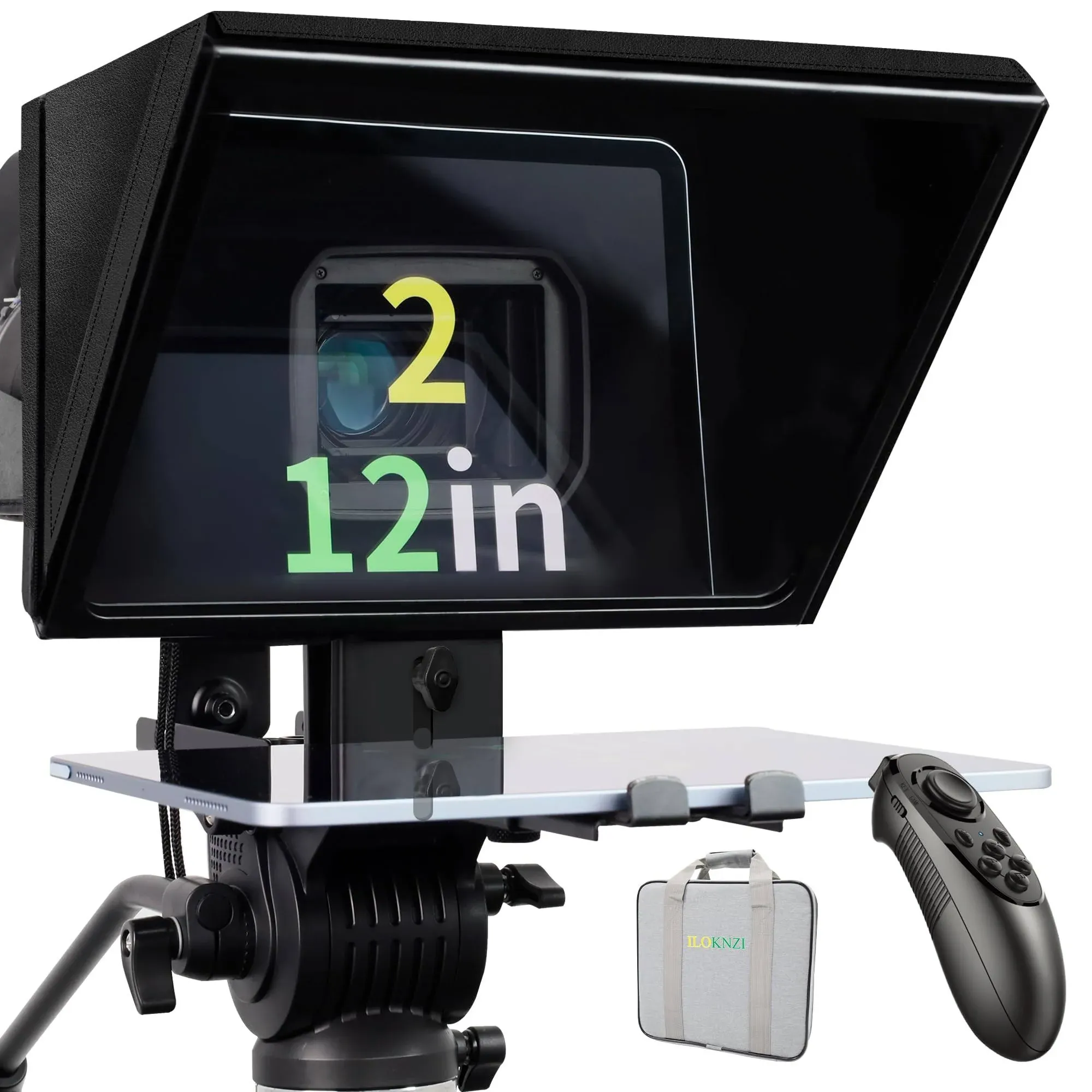 ILOKNZI i2/12 pulgadas - Teleprompter De elevación totalmente Metálico | SE Adapta A Tabletas De 12.9 pulgadas Con 9 pulgadas De Ancho | Con Vidrio