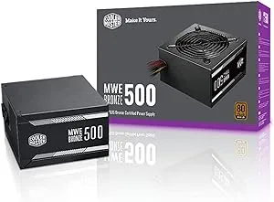 Cooler Master MWE Bronze 500 Watt 80 Plus Certified Power Supply, 3 Year Warranty