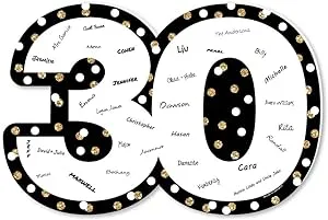 Adult 30th Birthday - Gold - Guest Book Sign Guestbook Alternative Signature Mat