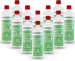 Roundfire Premium 12 x 1 Liter - Bioethanol Fuel for Fireplaces, Stoves and Burners (12 Quart)