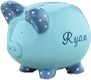 Personalized Ceramic Kids Piggy Bank by Miles Kimball - Blue