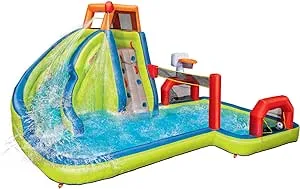 Banzai Aqua Sports Splash Pad Water Park Outdoor Inflatable Waterslide with Climbing Wall and Activities