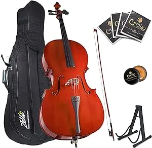 Cecilio Musical Instrument For Kids & Adults - Cellos Kit with Bow, Stand, Bag - Stringed Music Instruments for Students (1/4-Size, Natural)