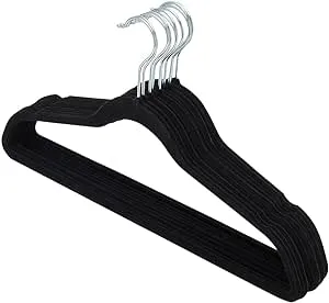 Sunbeam 10-Pack Velvet Hanger, Black, Hangers