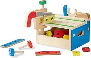 Melissa & Doug Hammer and Saw Tool Bench - Wooden Building Set (32 pcs)