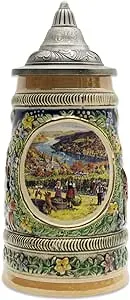 Germanic Fall Beer Stein .5L with Embossed Metal Lid