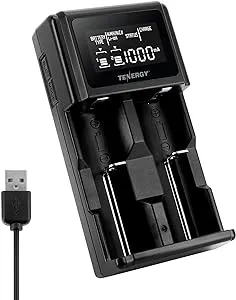 Tenergy TN471U 2-Bay Universal Battery Charger for Li-Ion/NiMH with LCD Micro USB Input