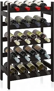 SMIBUY Bamboo Wine Rack 20 Bottles Display Holder 5-Tier Free Standing Storag...