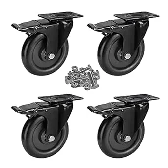 PRITEK 5 inch Heavy Duty Caster Wheels No Noise Swivel Plate Casters with Brake ...