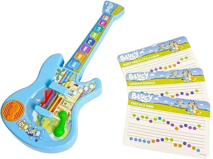 Bluey Music Time Electronic Learn to Play Guitar - Portable Learning Guitar Musical Education Learning Toy for Toddlers and Preschoolers