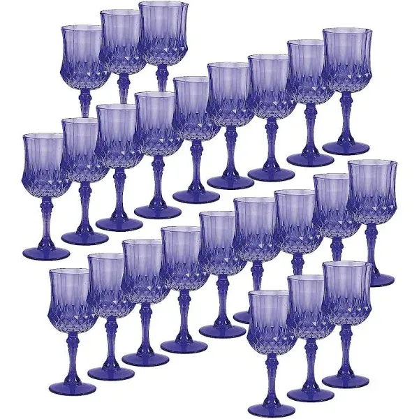 Fun Express Wine Glasses Purple Patterned Plastic Bulk 48 Ct