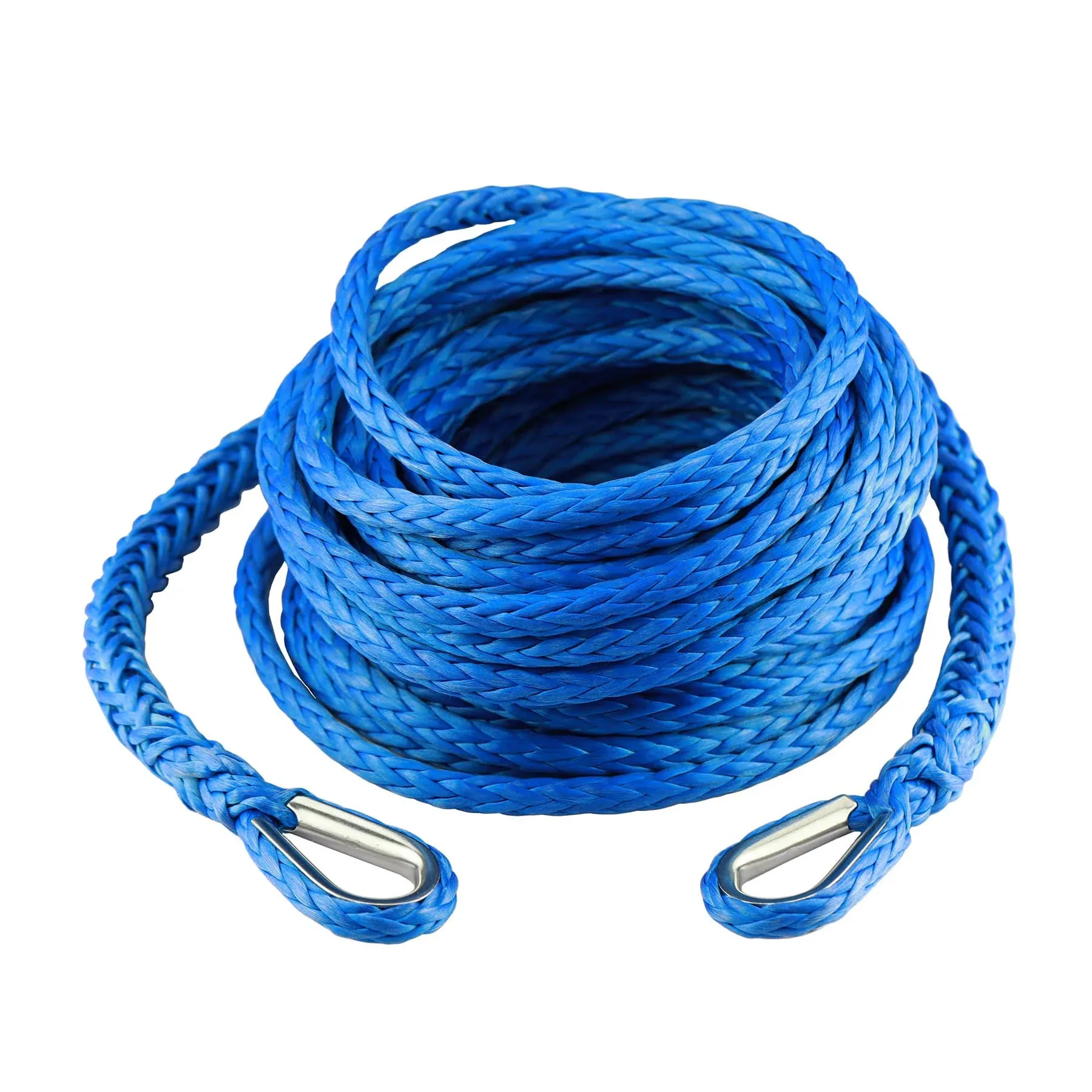 3/8 Inch x 50 Feet Synthetic Winch Rope Extension 26,500 Lbs, ATV UTV SUV Blue