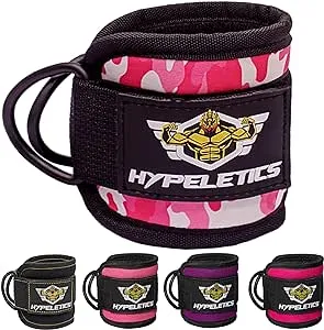 Hypeletics Ankle Straps for Cable Machines - Neoprene Strap Pair, Black 