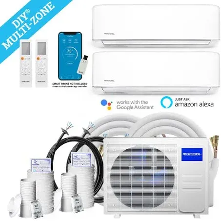 MRCOOL DIY Mini Split | 24K BTU 2-Zone (12K+12K) Ductless Air Conditioner and ...