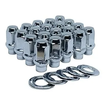 20 ET Conical Bulge Long Lug Nuts 7/16"-20 with Center Washers 0.33" Shank 0.62" Dia 1.75" Length