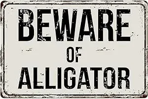 108VS Beware Of Alligator 8 &#034;x 12&#034; Vintage Aluminum Retro Metal Sign