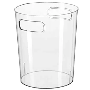 FOMIYES Clear Acrylic Trash Can Wastebasket Trash Bin with Handle Round Garbage Container Bin Small Plastic Wastebasket for Bathroom Bedroom Kitchen Home Office Dorm