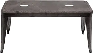 Creative Co-Op Grey & Brown Galvanized Metal Bench