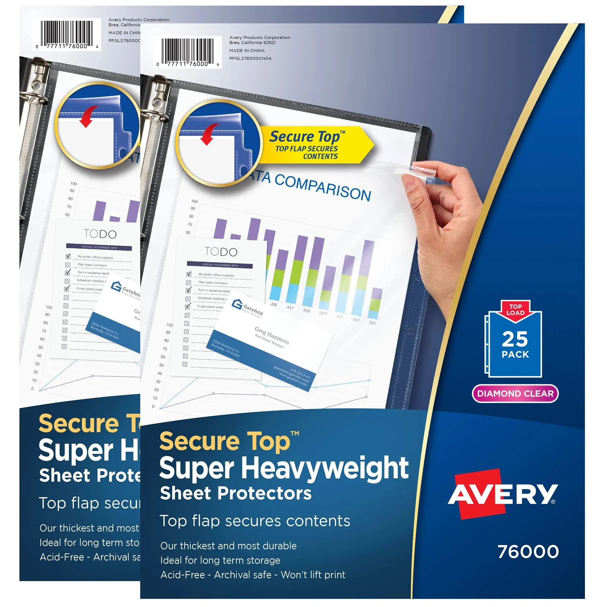 Avery Diamond Clear Secure Top Sheet Protectors, Super Heavyweight, 2-Pack, 50 Page Protectors (86009)