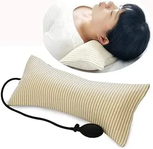 CTHOPER Inflatable Pillow Cushions, Height Adjustable Neck Cervical Head Support, Soft Portable Pillow with Pump for Car, Home, Office, Travel, Camping, Pillow Case Removable