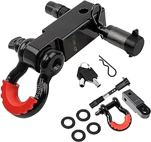 METOWARE Shackle Hitch Receiver 2&#034; with 3/4&#034; D Ring Shackle and 5/8&#034; Trailer ...