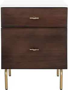 Safavieh Home Genevieve Modern Walnut and White Mahogany 2-drawer Nightstand