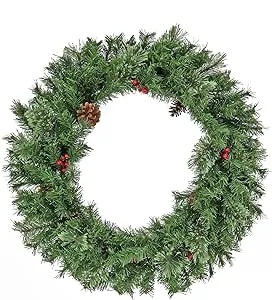 National Tree Company Artificial Cashmere Christmas Wreath with Pinecones and Red Berries, 30 in