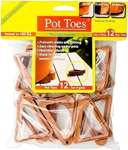 Pot Toes The Decksaver Plant Stand Elevator, Terra Cotta, 3" - 12 count